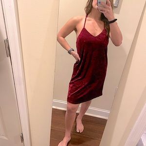 Hem & Thread Faux-Velvet Racerback Mini Dress